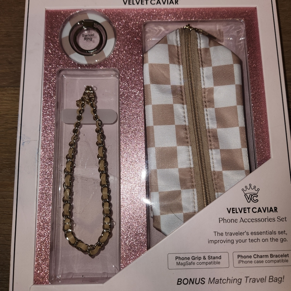 VELVET CAVIAR Phone Accessories Set - Nude Vibe Check NIB